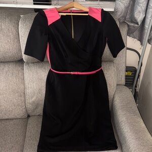 Maggy London Black and Pink Midi Dress